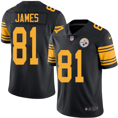 Nike Steelers #81 Jesse James Black Men's Stitched NFL Limited Rush Jersey - Click Image to Close